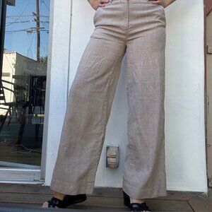 REISS Wool-Blend Wide-Leg Suit Trousers in Tan - Great condition